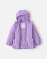 Toddler Girl Hooded Midweight Winter Jacket - Purple