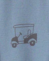 Boys Mini Golf 100% Cotton Short-Sleeve Snug Fit 4-Piece Pajama Set - Green/Blue