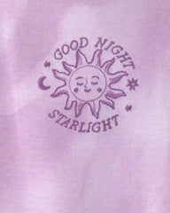 Girls Space Constellation Tie-Dye 100% Cotton Snug Fit 4-Piece Pajama Set - Purple