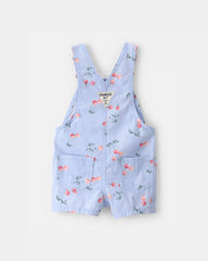Baby Girl Cherry Canvas Shortall - Blue