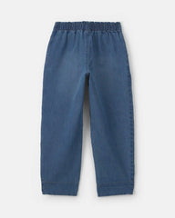 Girls Medium Wash Denim Straight Jeans - Blue/Pink