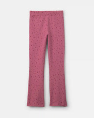 Girls Heart Cotton Pull-On Stretch Flare Leggings - Pink