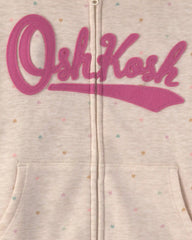 Girls Heart OshKosh Logo Fleece Zip-Up Hoodie - Cream