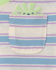 Baby Girl Striped Short-Sleeve Top - Blue/Ivory