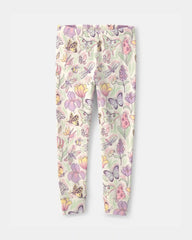Toddler Girl Butterfly 100% Cotton Snug Fit 2-Piece Pajama Set - Cream