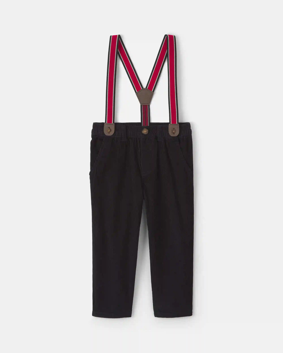 Toddler Boy Corduroy Straight Suspender Pants - Black