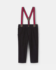 Toddler Boy Corduroy Straight Suspender Pants - Black