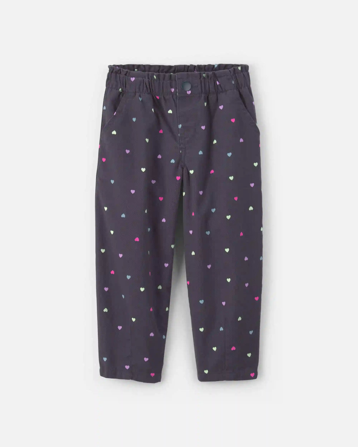 Toddler Girl Heart Twill Pull-On Pants - Black
