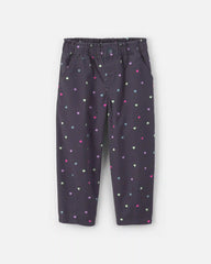 Toddler Girl Heart Twill Pull-On Pants - Black
