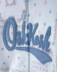 Girls Floral OshKosh Logo Zip-Up Hoodie - Blue