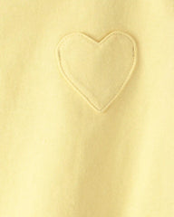 Toddler Girl Heart Pocket Top - Yellow