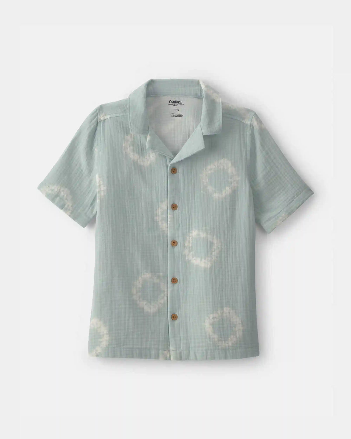 Boys Tie-Dye Short-Sleeve Button-Down Gauze Shirt - Green
