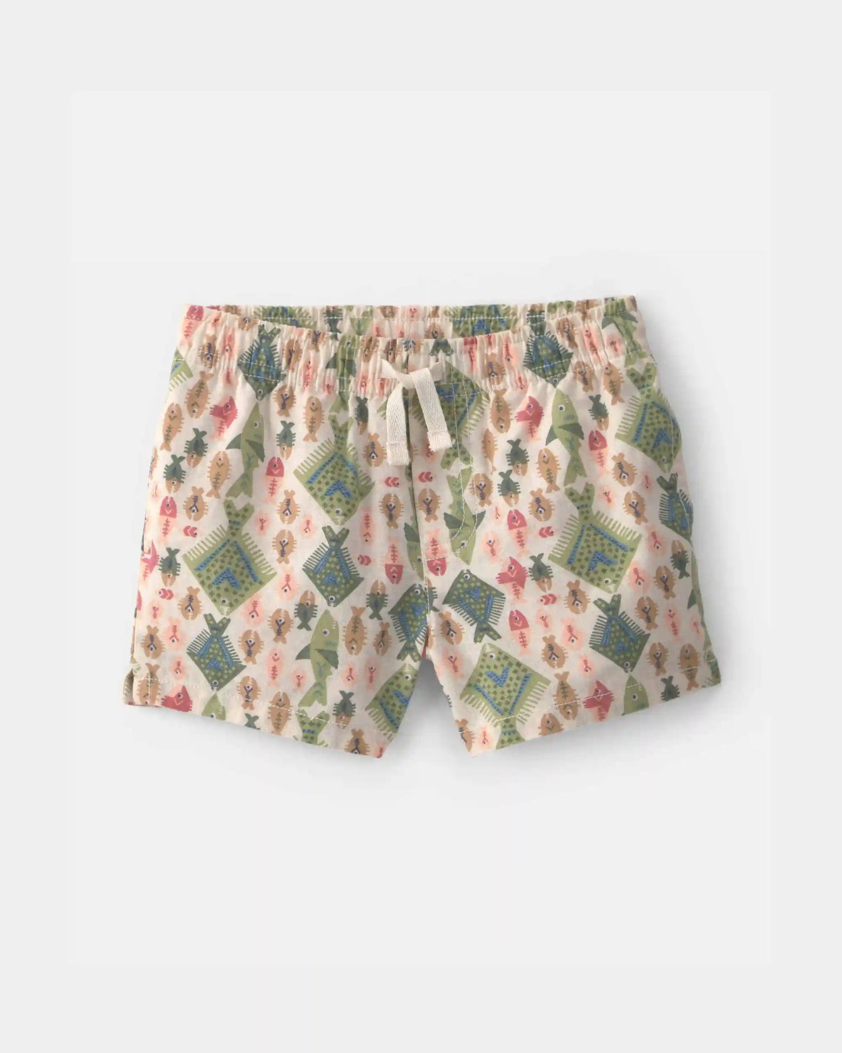 Baby Boy Fish Linen Shorts - Beige