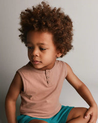 Toddler Boy Henley Tank - Light Brown