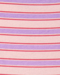 Girls Striped Short-Sleeve Dress - Pink
