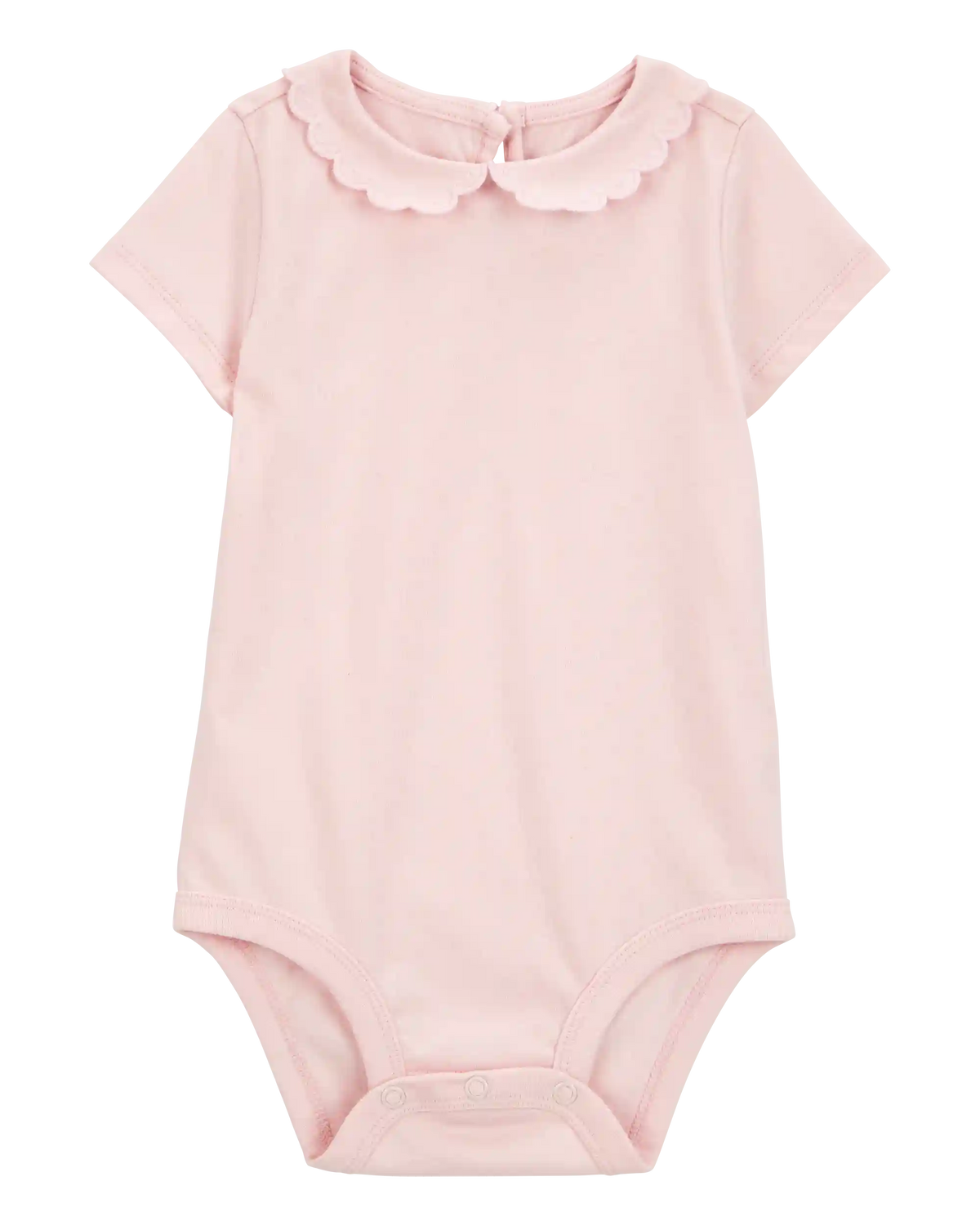 Baby Scalloped Collar Short-Sleeve Bodysuit - Pink