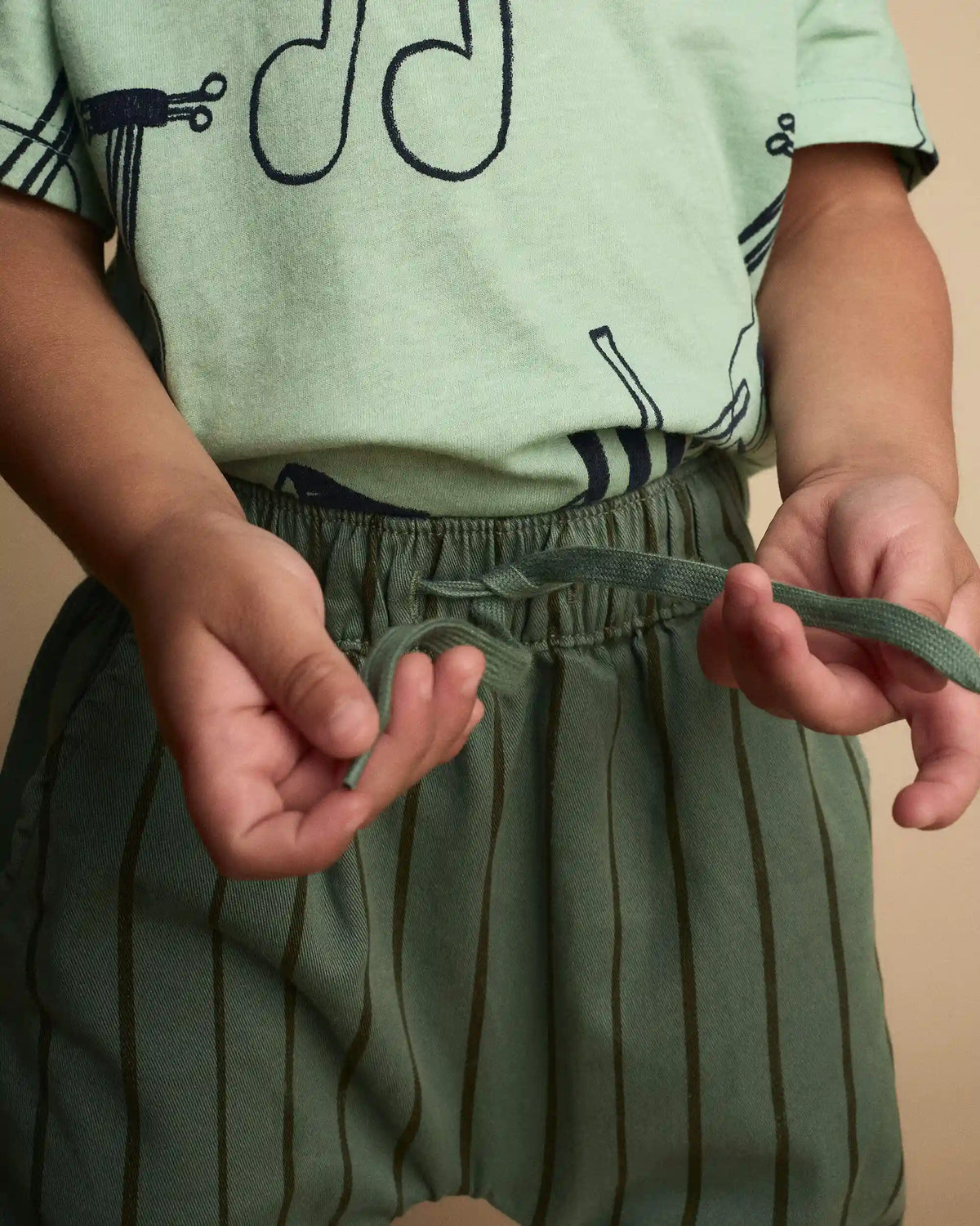 Toddler Boy Playground Pants in Stripes - Olive