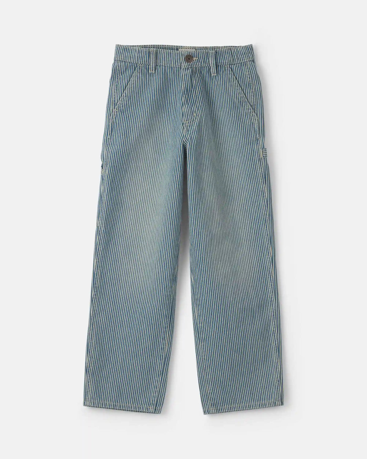 Boys Hickory Stripe Denim Baggy Jeans - Light Wash