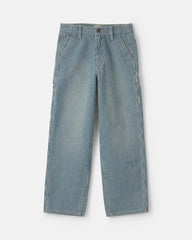 Boys Hickory Stripe Denim Baggy Jeans - Light Wash