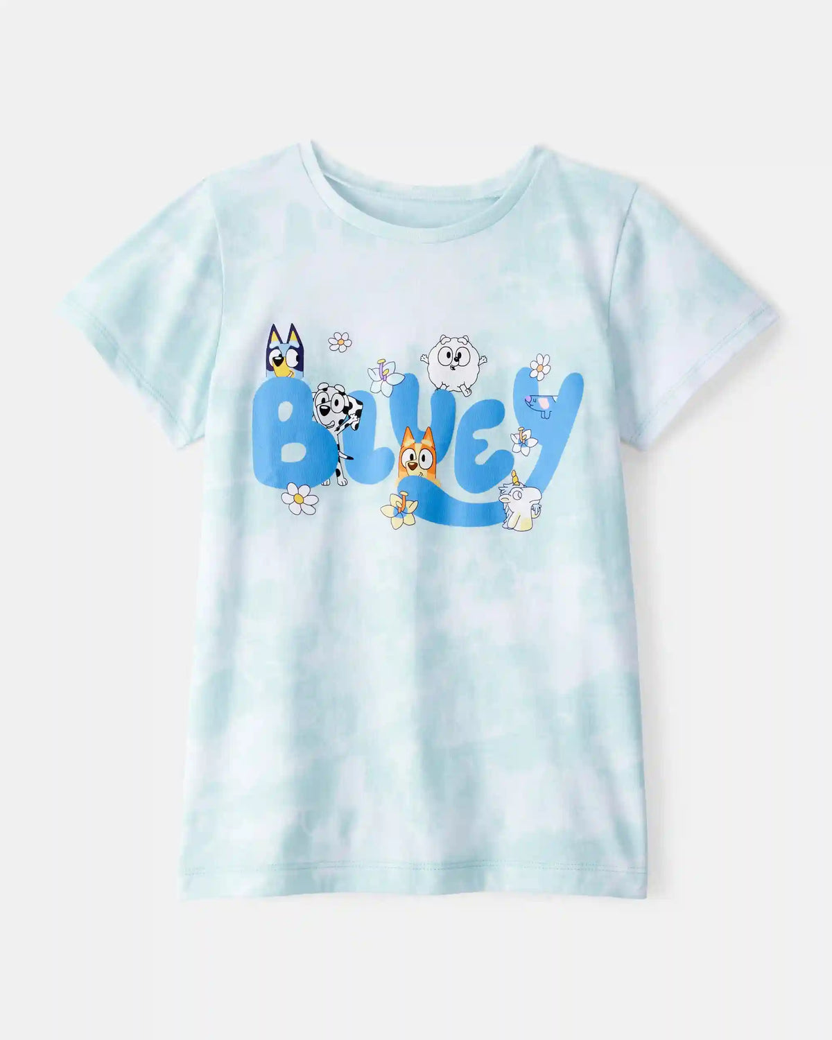 Girls Bluey Tie-Dye Short-Sleeve Graphic Tee - Blue/White