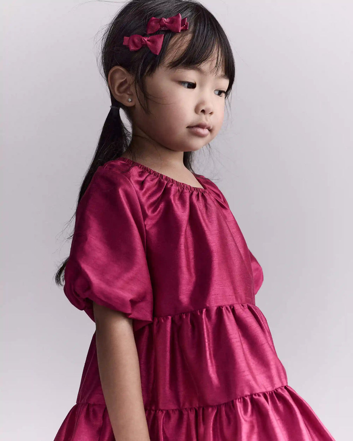 Toddler Girl Puff-Sleeve Tiered Party Dress - Pink