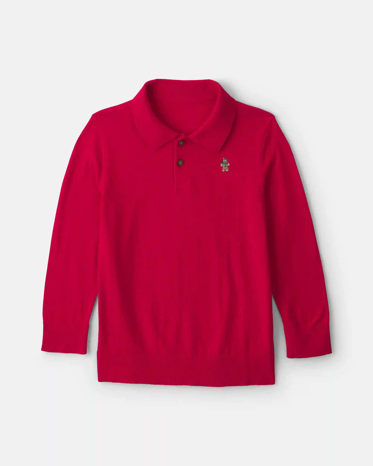 Boys Gingerbread Polo Sweater - Red