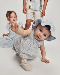 Toddler Girl Plaid Ruffle-Sleeve Dress - Blue/White