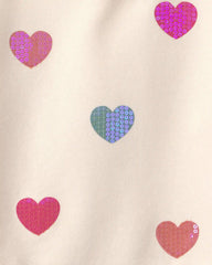 Toddler Girl Sequin Heart French Terry Pullover Sweatshirt - Cream