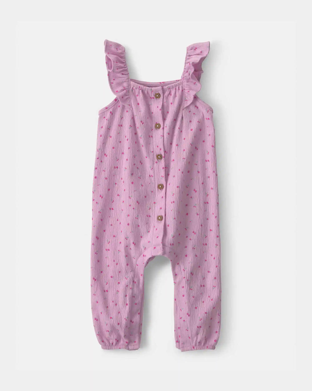 Baby Girl Cherry Flutter Sleeve Jumpsuit - Pink