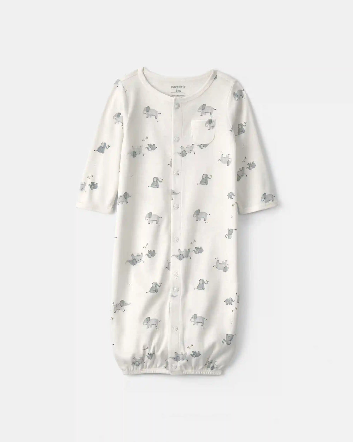 Baby Elephant 100% Cotton Converter Gown - Ivory