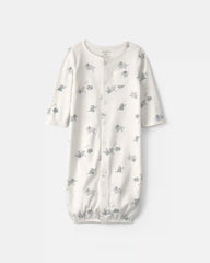 Baby Elephant 100% Cotton Converter Gown - Ivory
