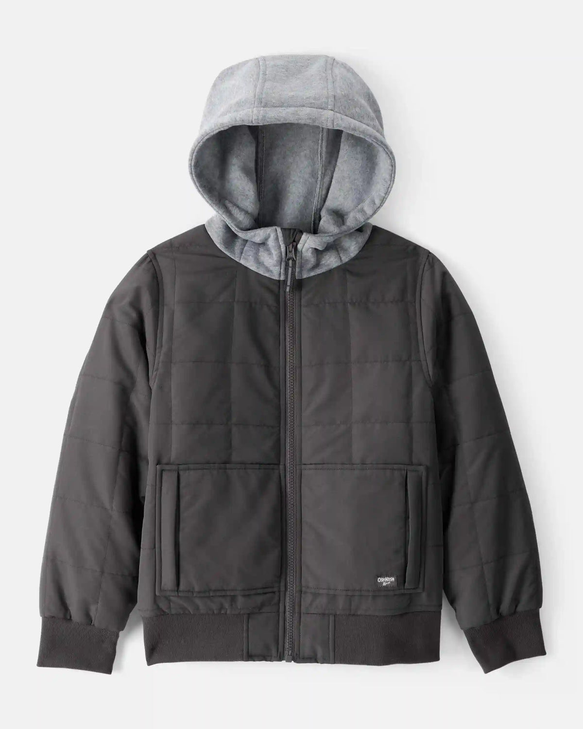 Toddler Boy Midweight Bomber Jacket - Black/Grey