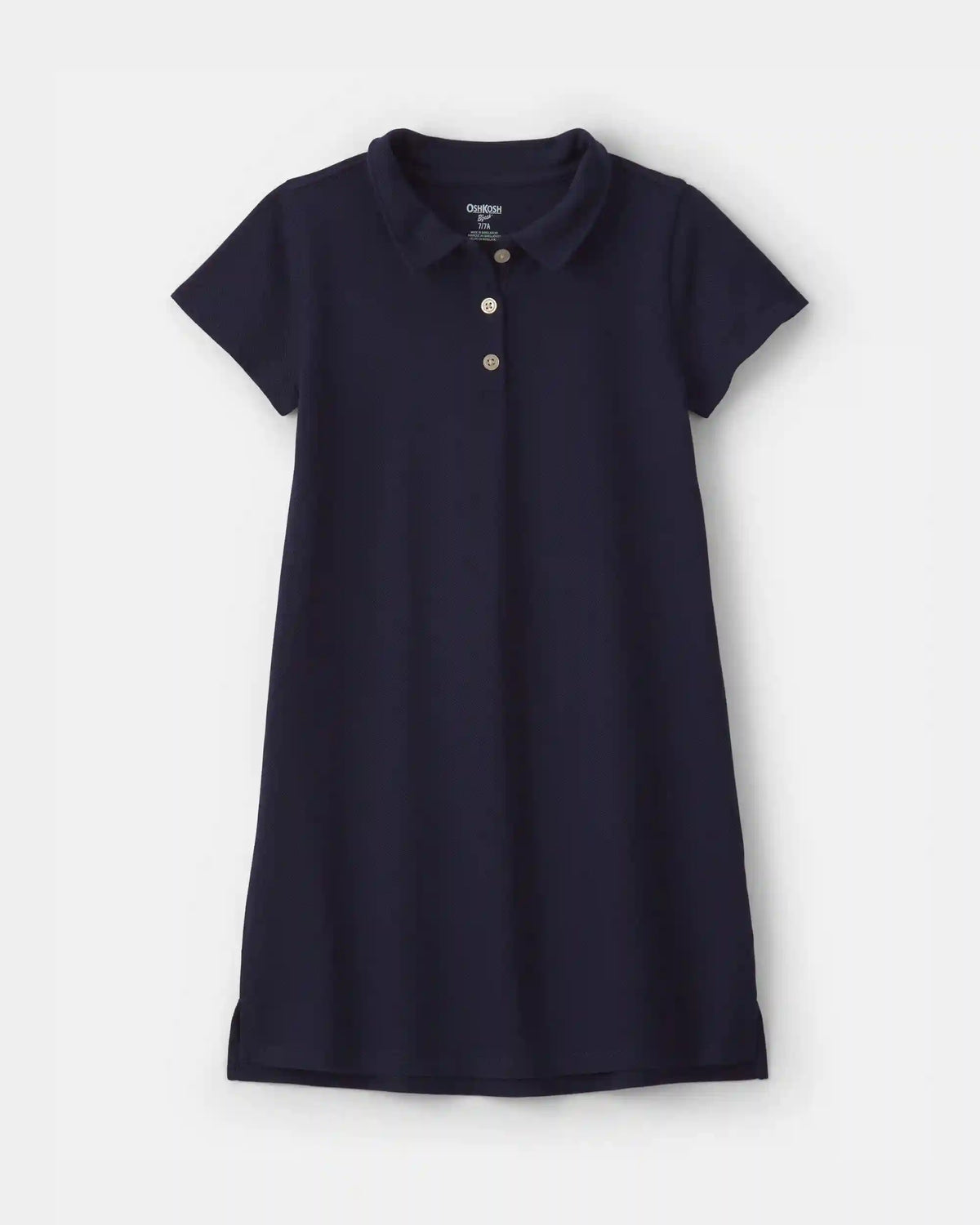 Girls Uniform Piqué Short-Sleeve Dress - Navy