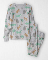 Kids 2-Piece Organic Cotton Ribbed Pajama Set in Aussie Friends Print
