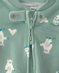 Baby Boy Yeti Fleece 2-Way Zip DreamPlush Sleep & Play Pajamas - Green