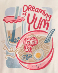 Girls 4-Piece Ramen 100% Cotton Snug Fit Pajama Set - Blue/Pink