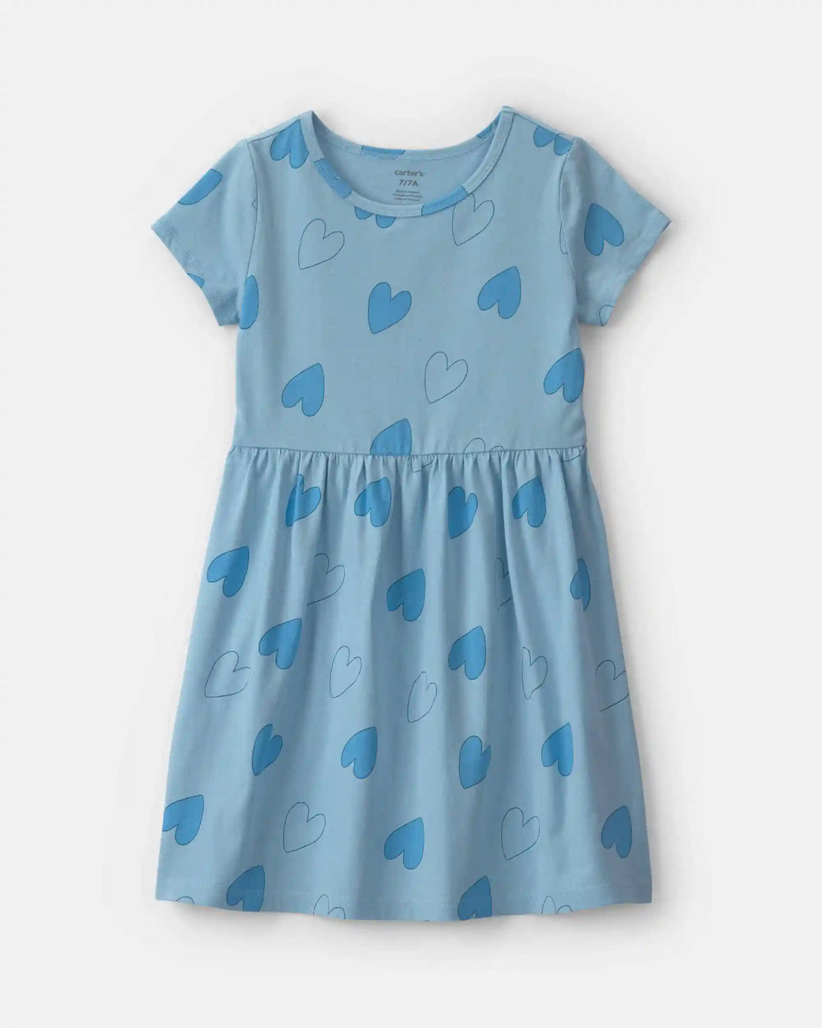 Girls Heart Short-Sleeve Dress - Blue