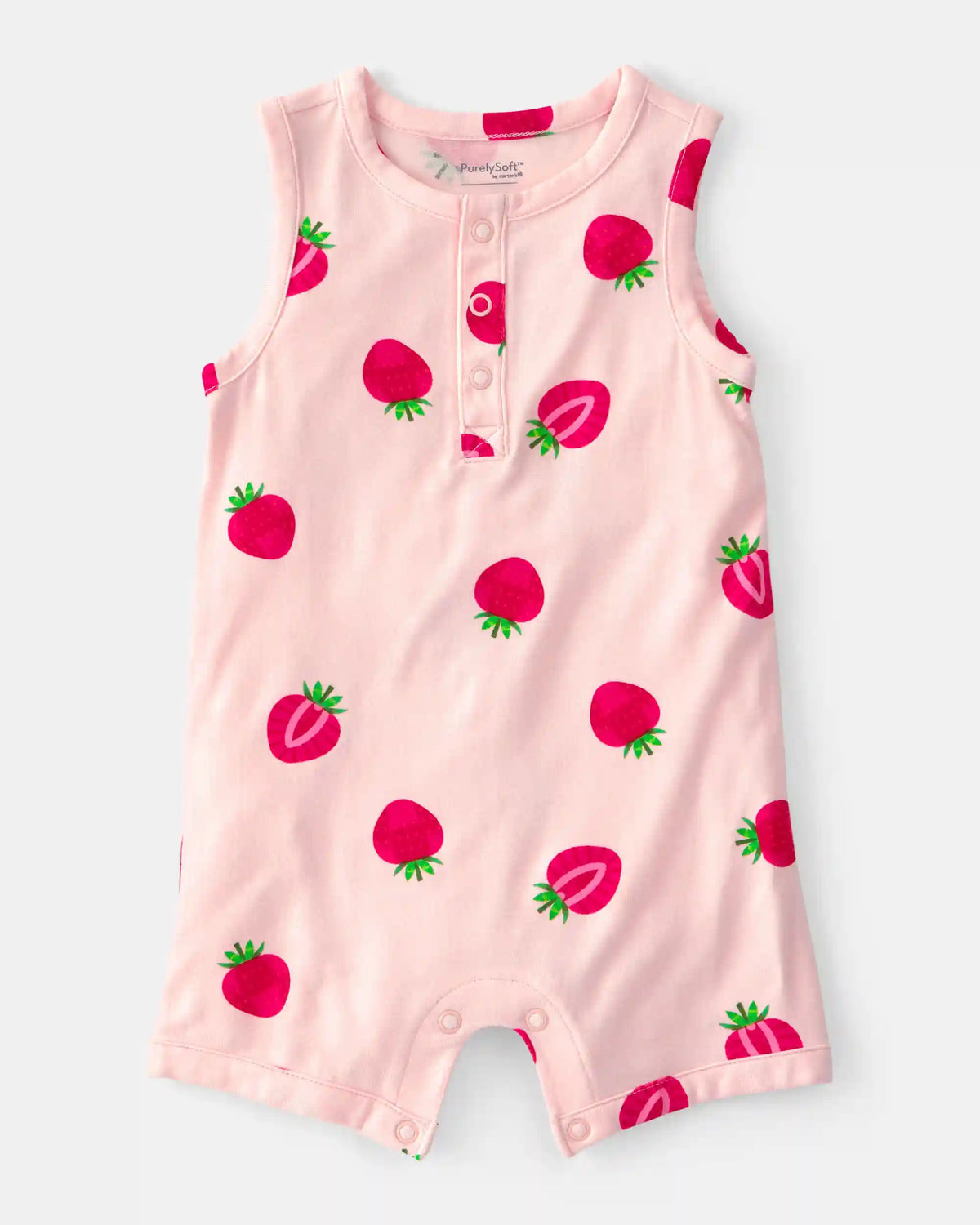Baby Girl Strawberry PurelySoft Romper - Pink