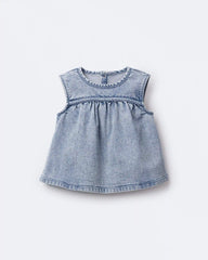 Toddler Girl Sleeveless Denim Top in Avenue Wash - Blue