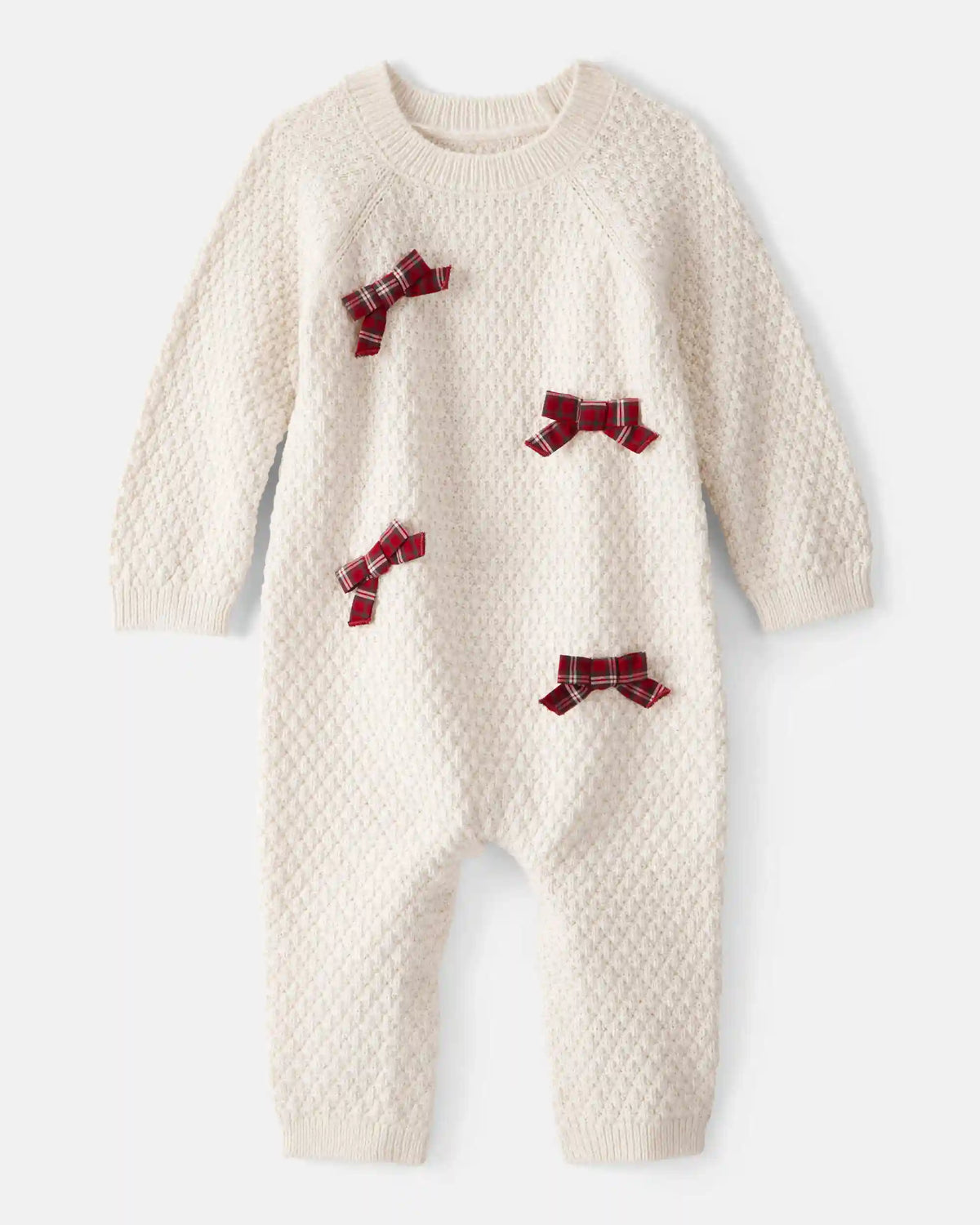 Baby Girl Bow Long-Sleeve Jumpsuit - White
