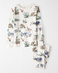 Kids Dinosaur Print Organic Cotton 2-Piece Pajamas