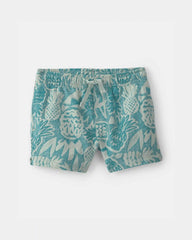 Baby Boy Pineapple Linen Shorts - Blue