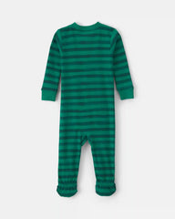 Baby 1-Piece Christmas Snowman 2-Way Zip 100% Cotton Snug Fit Footed Pajama - Green
