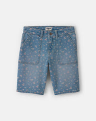 Girls Floral Denim Shorts - Light Wash