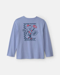 Boys Pizza Sports Long-Sleeve Graphic Tee - Blue