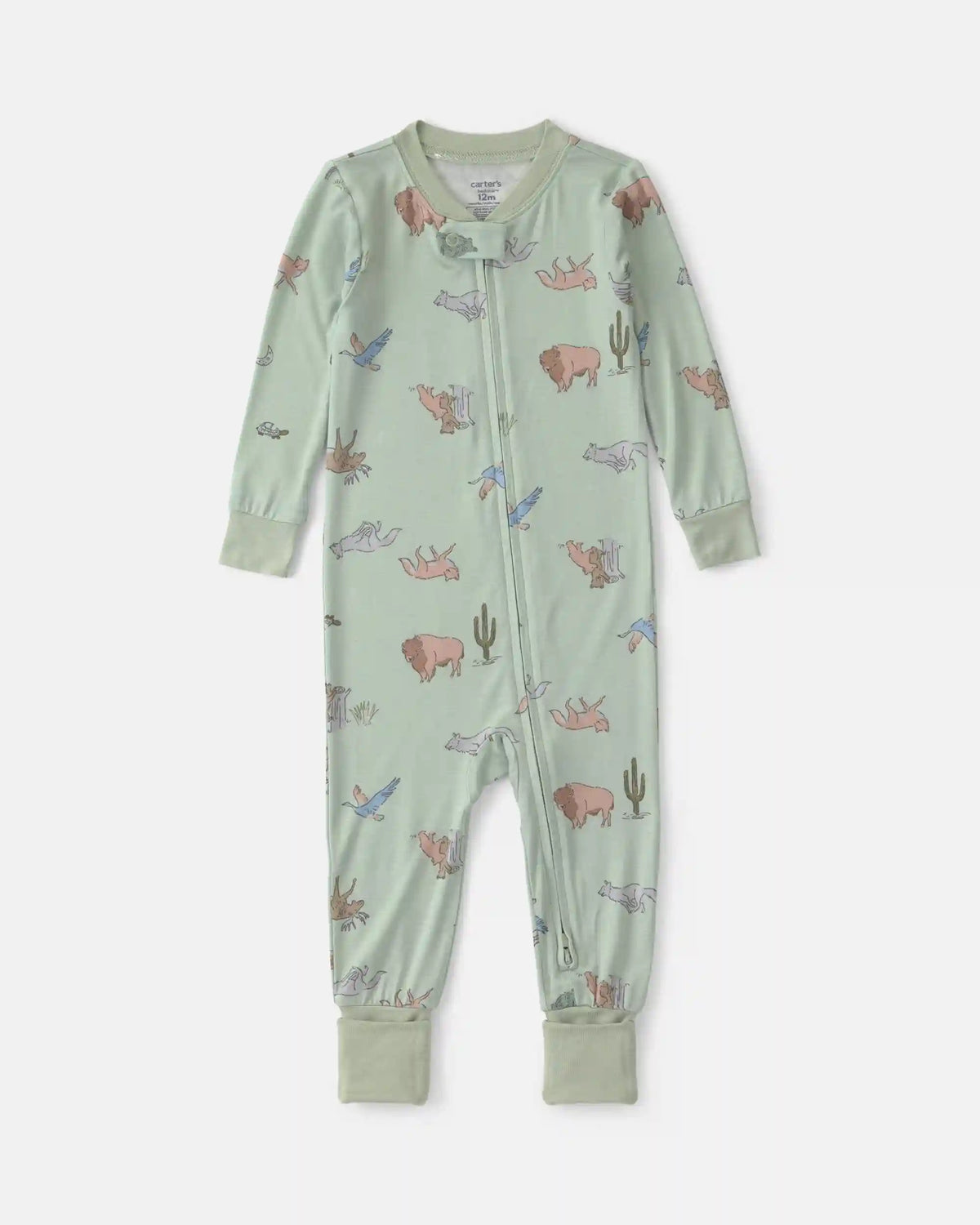 Baby Boy 1-Piece Animals PurelySoft™ Snug Fit Pajama - Green