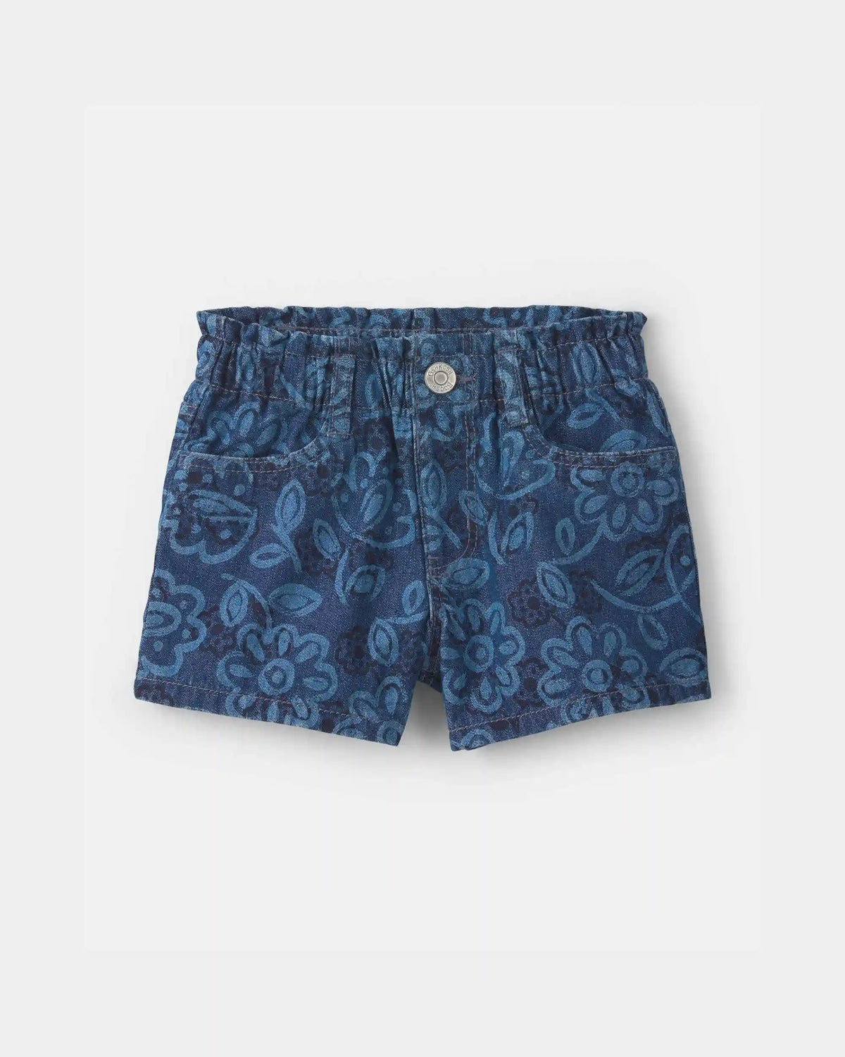 Toddler Girl Floral Denim Shorts - Dark Wash