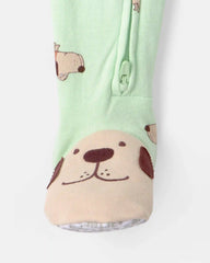 Toddler Dog 100% Cotton Snug Fit 1-Piece Pajama - Green