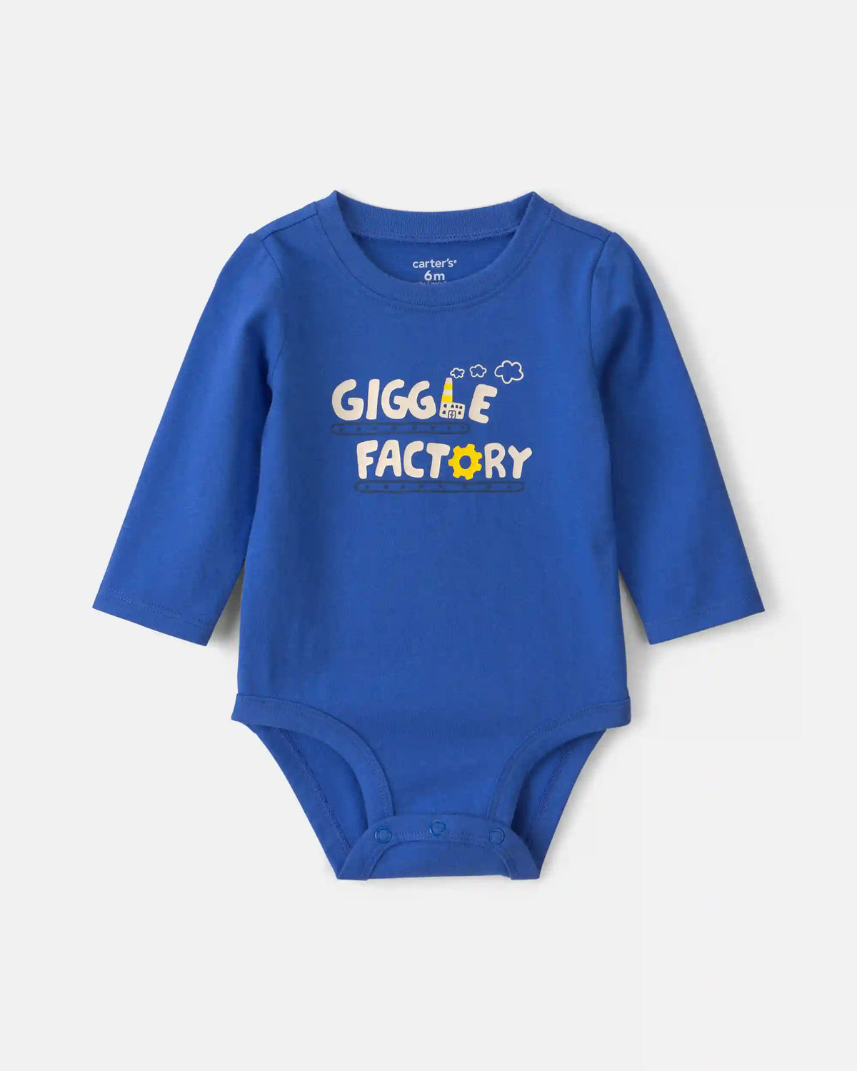 Baby Boy 'Giggle Factory' Long-Sleeve Graphic Bodysuit - Blue