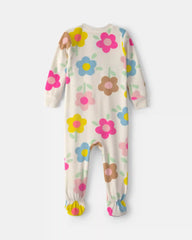 Toddler Girl 1-Piece Floral DreamPlush Snug Fit Footed Pajama